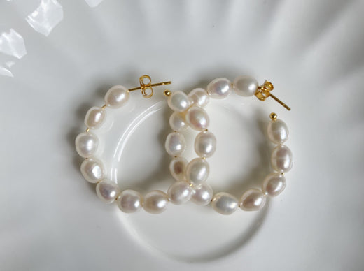 Bold Pearl Hoop Earrings