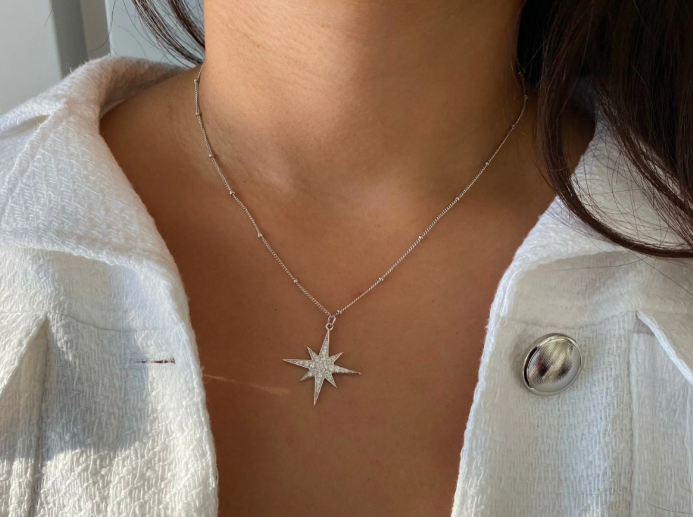 Tiny Silver North Star Pendant Necklace - Etsy